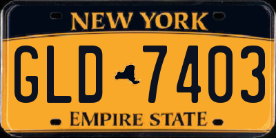 NY license plate GLD7403