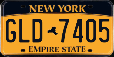 NY license plate GLD7405