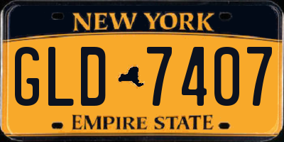 NY license plate GLD7407
