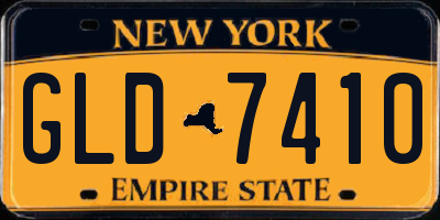 NY license plate GLD7410