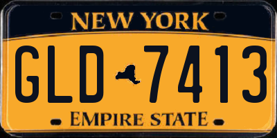 NY license plate GLD7413