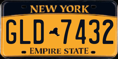 NY license plate GLD7432