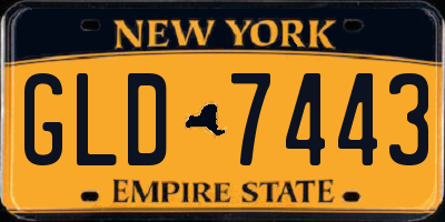 NY license plate GLD7443