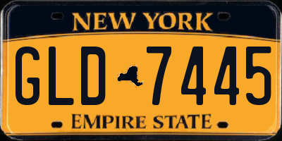 NY license plate GLD7445