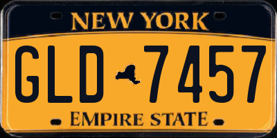 NY license plate GLD7457