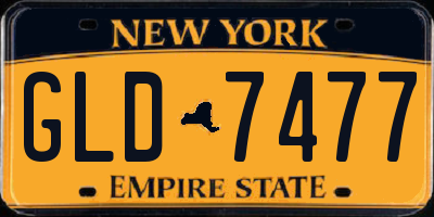 NY license plate GLD7477