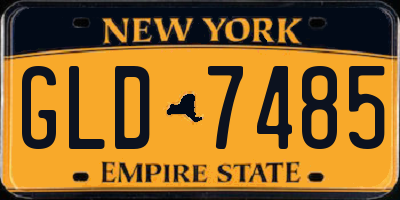 NY license plate GLD7485