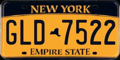 NY license plate GLD7522