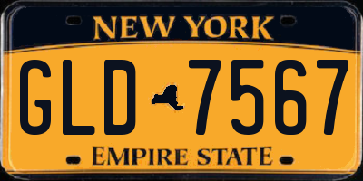 NY license plate GLD7567