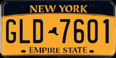 NY license plate GLD7601