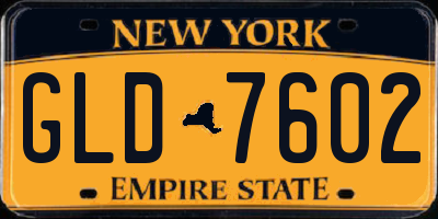 NY license plate GLD7602
