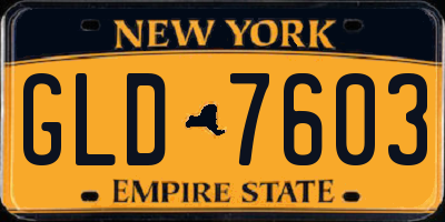 NY license plate GLD7603