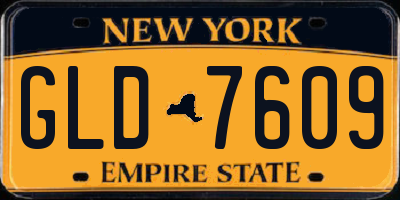 NY license plate GLD7609