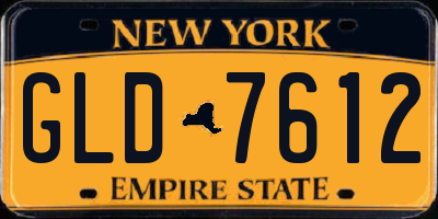 NY license plate GLD7612