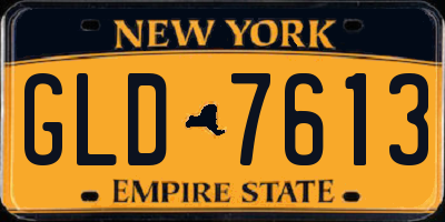 NY license plate GLD7613