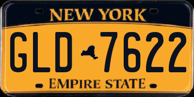 NY license plate GLD7622