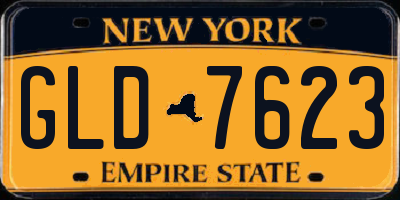 NY license plate GLD7623