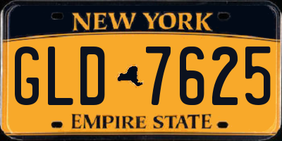 NY license plate GLD7625