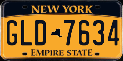 NY license plate GLD7634