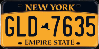 NY license plate GLD7635