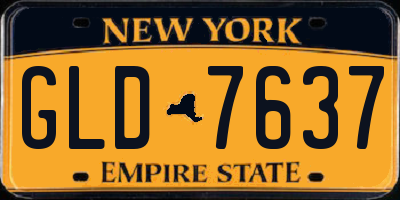 NY license plate GLD7637