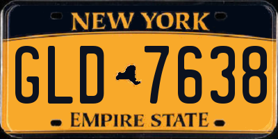 NY license plate GLD7638