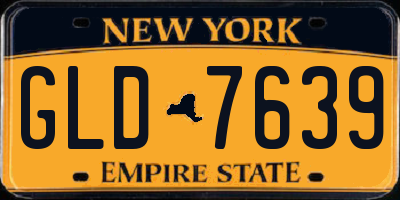 NY license plate GLD7639