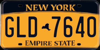 NY license plate GLD7640