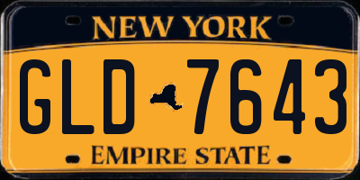NY license plate GLD7643