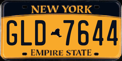 NY license plate GLD7644
