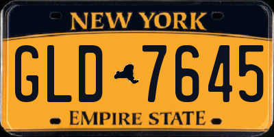 NY license plate GLD7645