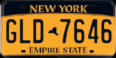 NY license plate GLD7646