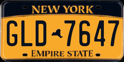 NY license plate GLD7647