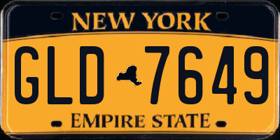 NY license plate GLD7649