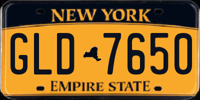 NY license plate GLD7650