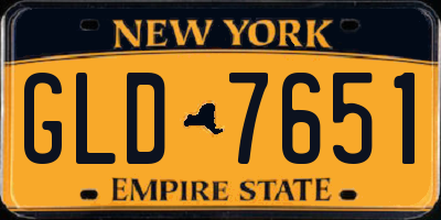 NY license plate GLD7651