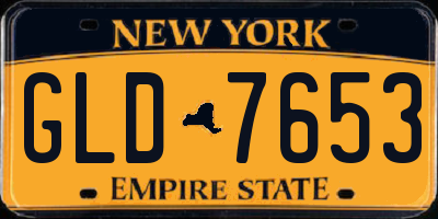NY license plate GLD7653