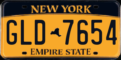 NY license plate GLD7654