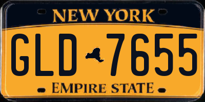 NY license plate GLD7655