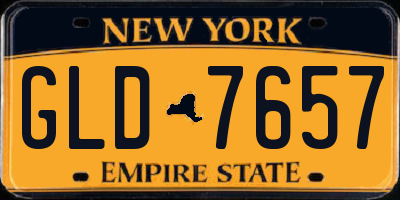NY license plate GLD7657