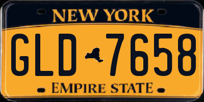 NY license plate GLD7658
