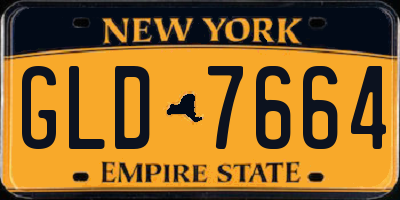 NY license plate GLD7664