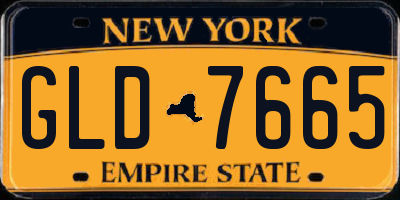 NY license plate GLD7665