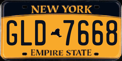 NY license plate GLD7668
