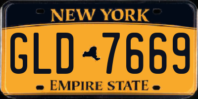 NY license plate GLD7669