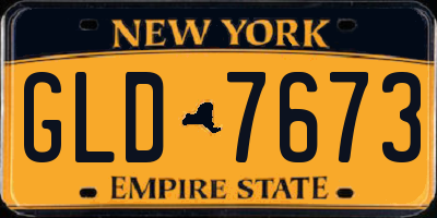 NY license plate GLD7673
