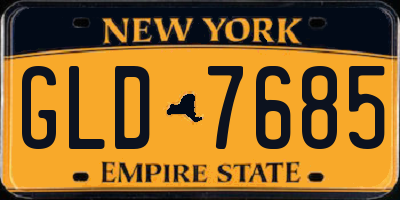 NY license plate GLD7685