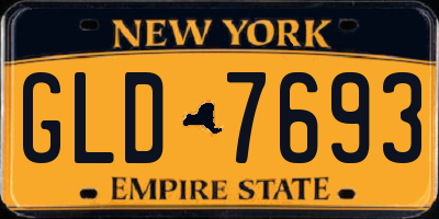 NY license plate GLD7693