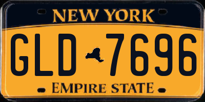 NY license plate GLD7696