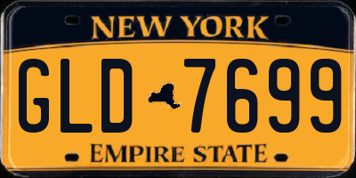 NY license plate GLD7699